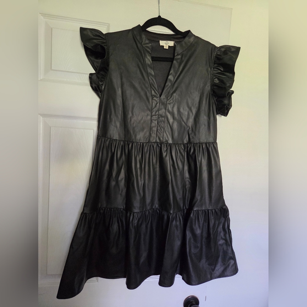 Entro Black Faux Leather Mini Dress
